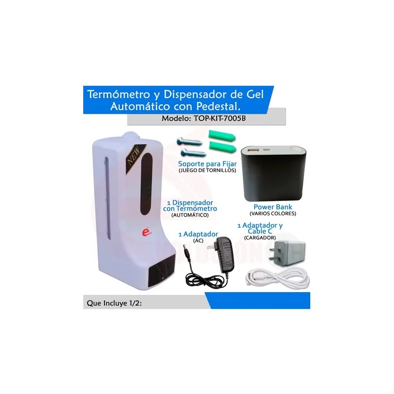 Pedestal Con Termómetro Dispensador De Gel Antibacterial V0 Color Blanca