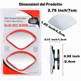 Specchio ad angolo morto curvo settore, grandangolare in vetro HD migliorato, convesso regolabile a 360°, senza cornice per auto, camion e SUV, grande