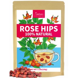TeeLux Rose Hips Tea, Premium Rosehip Herbal Tea, Dried Whole Rose Hips, Fruity Flavor and Aroma, 150g/5.3oz
