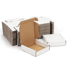 WIFTREY 100 Pcs 4X4X1 inches Small Shipping Boxes, White Corrugated Cardboard Box for Packaging Small Business, Moving, Literature Mailer