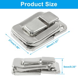 Unlorspy 4Pcs Toggle Catch Lock 1.57 x 1.06 Inch Rectangle Mini Hasp Clasp Retro Iron Hasp Lock Latch Clasp with Screws for Jewellery Box Gift Box Wooden Case(Silver)