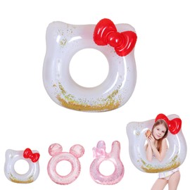 70cm White Cat Inflatable Swimming Ring Pool Ring for Kids,Girls Rubber Rings for Pool Toys,Inflatable Swim Ring Pool Floats,Floating Ring Pool Inflatables for Swimming Pool Summer Beach Water Party