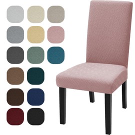 YSTELLAA Chair Covers, Set of 2, Stretch Chair Covers, Universal Seat Cover, Washable and Removable, Decoration Chair Cover for Home, Banquet/Office, Wedding Decorations, Grey Pink