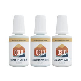 Oslo Home 3 White Color Porcelain Touch Up Paint Kit - For Bathroom Fixtures, Appliances, Tile, Sinks and More, Most Popular Colors w/Brush in Bottle, Self-Priming, Made in USA