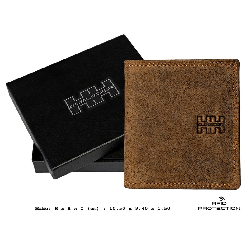 Elbleder Polo Carré Small Leather RFID Protection Wallet with Coin