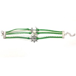 Wrapables Vintage Leather Rope Infinity Bracelet – Anchor, Infinity, Ship’s Wheel, Green