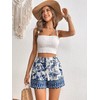 WDIRARA Women's Loose Boho Casual Summer Shorts Floral Print Elastic