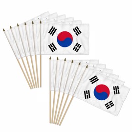 South Korea 12x18in Stick Flag - 1 dozen pack
