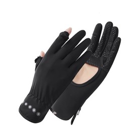 iSEN LABEL Women's UV Protection Gloves, Anti-slip, Smartphone Compatible, Thin, Cool, Cool to Touch, Short Length, 5 Fingers, Fingerless Gloves, For Summer, UV Protection, Sunscreen, Bicycle,