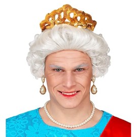 Widmann 51640 Wig Synthetic Hair, Queen, Nobility, Theme Party, Carnival, Multicoloured, Standard Size