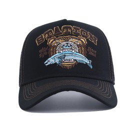 Gvatasz Men's Adjustable Mesh Back Cap Curved Bill Snapback Mesh Baseball Cap Retro Trucker Cap Breathable Sun Hat,Black