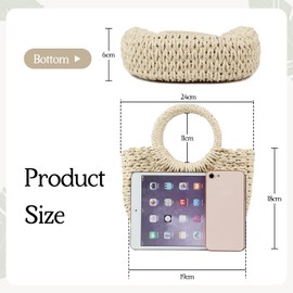 Oweisong Straw Beach bags for Women Vacation Essentials Summer Large Basket Tote Bag Handmade Woven Top Handle Handbag