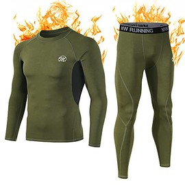 MEETWEE Thermal Underwear for Men, Winter Base Layer Set Tops & Long Johns Compression Wintergear for Heat Retention Green