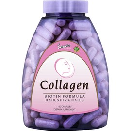 Sanar Naturals Collagen Pills with Biotin, Vitamin C - Supports Healthy Hair, Skin and Nails - Boost Hair Growth & Strong Nails - Collagen Biotin Supplement, 150 Capsules