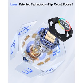 PIHEN Ticktime Pomodoro Productivity Timer Cube, Hexagon Flip Clock, Pause & Resume, Mute & Adjustable Sound Alert, for Work, Office, ADHD, Study, Task, 3/5/10/15/25/30min & Custom Countdown - Gray