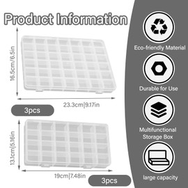 6 PCS Bead Organizer, Plastic Organizer Box, Transparent with Compartment Bead Storage for Storing Beads, Nails, Jewelry, Artwork, Small Items (24/42Grids)