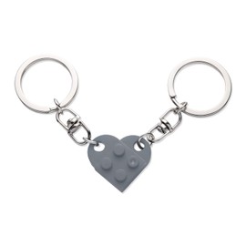 KINBOM Heart Keychain Set, 2pcs Matching Heart Keychain Couple Keychains Small Heart Decorations for Party, Valentines Gift for Girlfriend Boyfriend (Dark Grey)