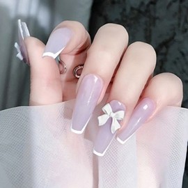 Nail parts ribbon black white self gel nail material-WFHZXH3 black - LONG / 네일파츠 리본 블랙화이트 셀프 젤네일재료-WFHZXH3 블랙 - LONG