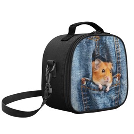 TOADDMOS Hamster in Pocket Lunch Bag Women Lunch Tote Bag Insulated Lunch Pail for Students School Office Picnic Lunch Shoulder Bag