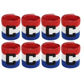 sourcing map Soccer Captain Armband, Captain Arm Bands for Soccer Elastic Captain C Arm Band Sports Captain Armbands for Football Team Training Youth & Adult Blue/White/Red, Pack of 8