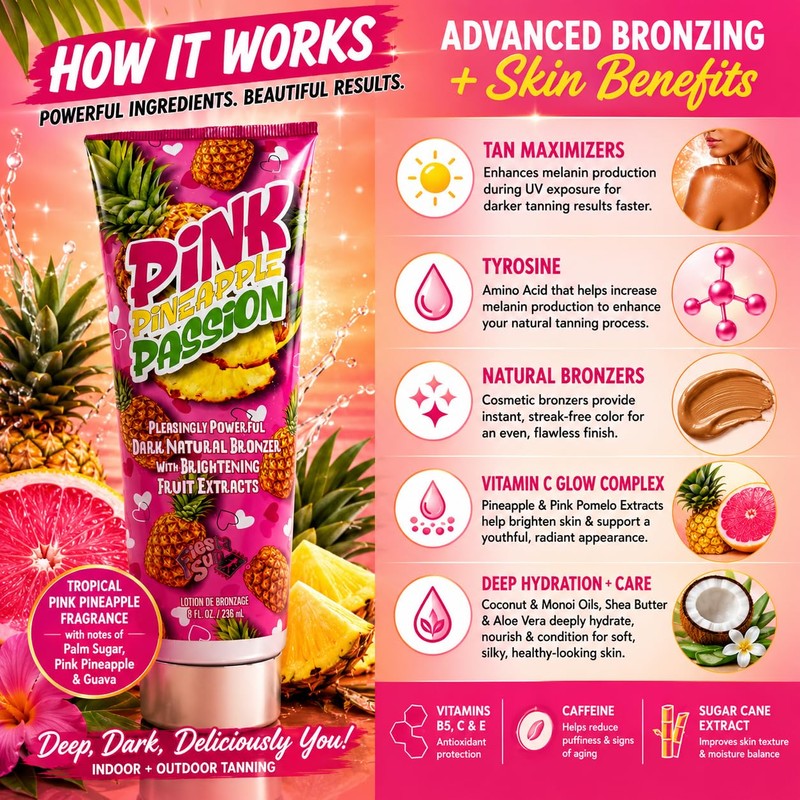 Fiesta Sun Pink Pineapple Passion Dark Natural Bronzer Tanning Lotion