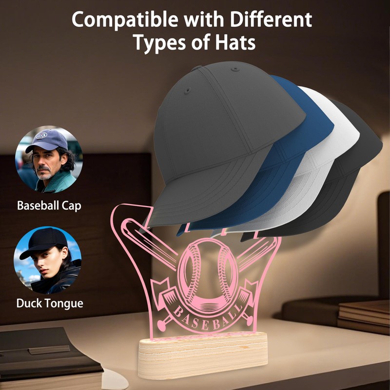 Vatonezich LED illuminated baseball Cap Organizer - 4 cap display