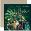 Dark Green and Gold Happy Birthday Cards for Brother -