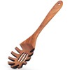 Wooden Pasta Spoon with Teeth Spaghetti Fork Tongs 12.5 Inch