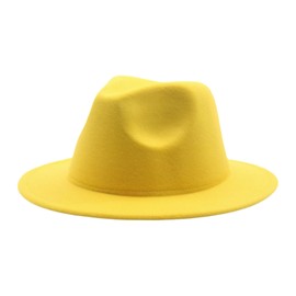 Kid Fedora Hat Solid Color Toddler Jazz Hats Classic Wide Brim Cowboy Hats Panama Dress Hat for Boys Girls (A-Yellow, 4_years-10_Years)