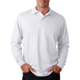 Jerzees Adult 5.6 oz. SpotShield™ Long-Sleeve Jersey Polo S WHITE