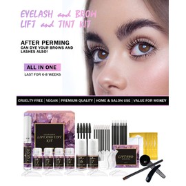 Joyeee 2-in-1 lamination kit for eyebrows and eyelashes, fuller eyebrow look, complete semi-permanent curling eyelashes, perm set, suitable for salon and home use