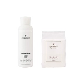 FUKUBISUI Lotion + Organic Cotton Set (6.8 fl oz (200 ml) + 30 Cotton Sheets) FUKUBISUI Face & Body Lotion, Large Capacity, Moisturizing, Pump Type, Sensitive Skin, Dry Skin, Skin Care