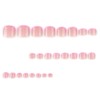 24Pcs Pink French Glitter Press on Toenails Short Square, ZIFANHU