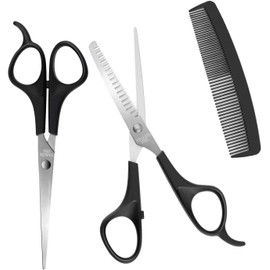 Professional Barber Set of Scissors and Hair Comb for Hairdressing, Hair Cutting, Thinning and Texturizing Perfect for Salon and Home Use… (3pc Hairdresser Set)