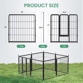 Dog Playpen 24 Inch 8 Panles, Ideal Dog Fence for Puppy/Small Dogs Indoor & Outdoor Bliss, Perfect Dog Pen for Camping, Yard, RV, Garden Fence, Black