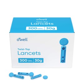 OWELL Twist Top Lancets 30 Gauge, 300 Count | Thin Needle Lancets for Blood Glucose & Keto Testing | Box of 300 Sterile Lancets
