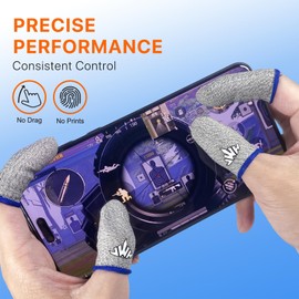 JWH Ultra-Thin Silver Fiber Gaming Finger Sleeves,White Thumb Sleeves Mobile Gaming Cots,6 Pack Gaming Finger Gloves for PUBG,Tightly Woven Wire,Silky and Sweat-Proof,Fundas para Dedos Gamer