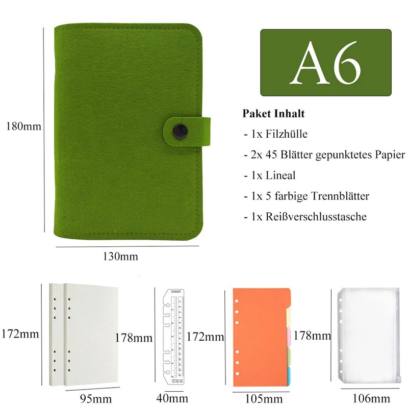 Jalach Felt Ring Binder A5 A6 Refillable A6 A5 Binder