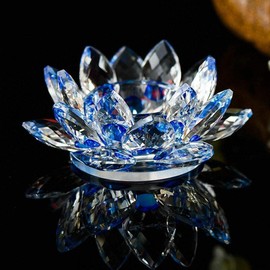 Crystal Lotus Flower Solar Spin System Ornament Craft Decoration Home Decoration Beauty Of Lotus Flowers Of Crystal Glassstriking Centerpiece Or Focal Point In Any Room (SMALL BLUE)