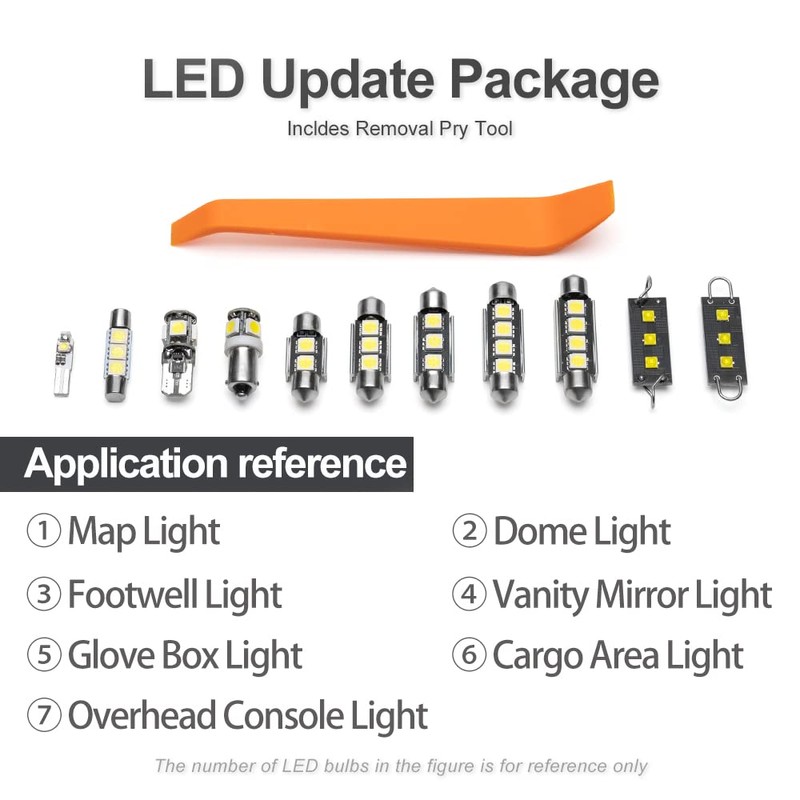 15pcs Je'ep XJ Interior LED Light Bulbs Kit for Jee'p