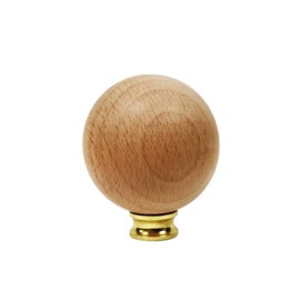 Lamp Finial-Beech Wood Ball-W/Dual Thread Base-Large (Polished Brass)