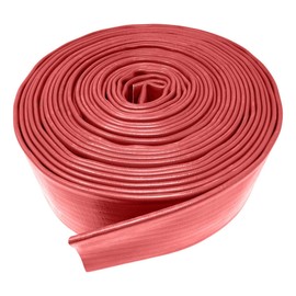 Gloxco 3" Red Heavy Duty Lay Flat Hose for Discharge or Backwash Water Transfer Applications, Reinforced PVC, 25' Length