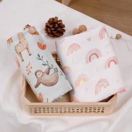 Evergrín Premium Baby Muslin Blankets Best Swaddle for Newborn Multi-Purpose and Unisex Softest Deluxe Muslin Swaddle Blankets and Oversized 47"x43" (Pack of 2) (Butterfly-Bows)