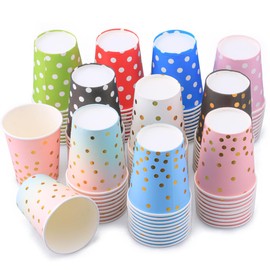 Xauvap Pack of 100 250 ml Paper Cups, Coffee Cups, Party Cups, Paper Drinking Cups, Colour Disposable Cups for Party Supplies, Coffee, Tea, Hot and Cold Drinks