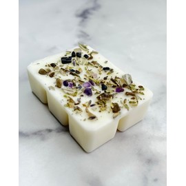 New Moon Beginnings Energy Cleansing Wax Melts Natural Healing Crystals & Stones - Soy Wax - Dried Flowers and Herbs - Natural Fragrance and Essential Oils - Handmade in USA
