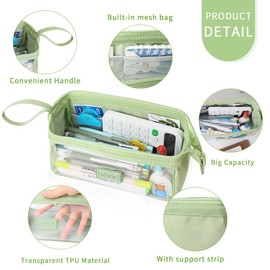 iSuperb Large Capacity Pencil Case Big Capacity Pen Case Simple Organizer Bag Student School Supplies for Adults (Green)