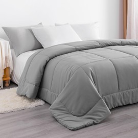 NTBAY Twin Comforter - Down Alternative Comforter Duvet Insert, All Season Bedding Quilted Comforter with Corner Tabs, Machine Washable, Soft Comforter Only, Smoke Grey