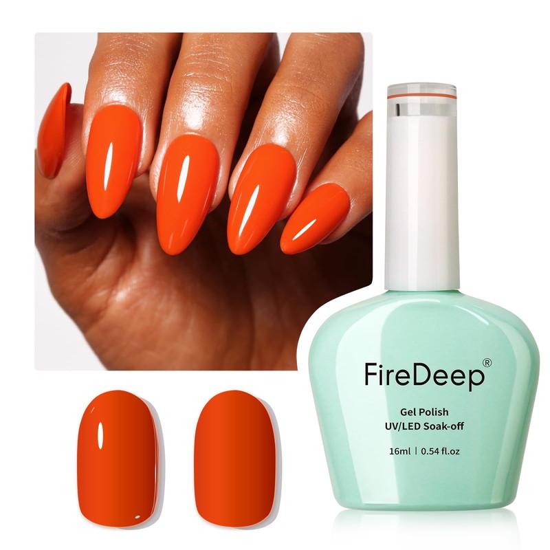 Firedeep Fall Orange Gel Nail Polish, 0.54 Fl Oz Large