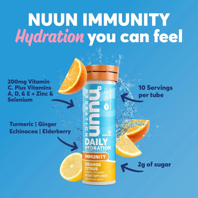 Nuun Immunity Electrolyte Tablets 10 Count Orange Citrus Immune Support