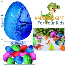 iGeeKid 60 Pack Dinosaur Eggs Hatching Dino Egg Grow in Water Crack with Assorted Color Hunting Game Birthday Party Favors for Toddler Kids 3-10 Boys Girls